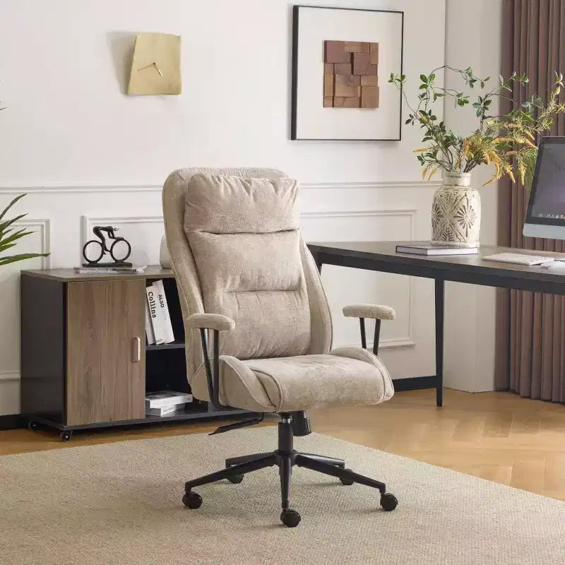 Karl Home Black PU High Back Adjustable Indoor Leisure Swivel Chair