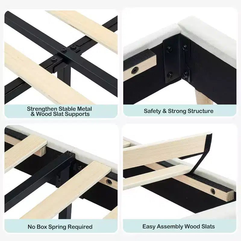 Velvet Bookcase Bed Frame Twin/Twin XL/Full Kids Platform Bed w/ Storage Headboard, Heavy-Duty Steel Frame