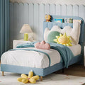 Velvet Bookcase Bed Frame Twin/Twin XL/Full Kids Platform Bed w/ Storage Headboard, Heavy-Duty Steel Frame