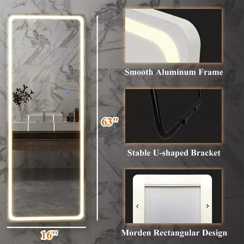 Dovelina LED Rectangle Full Length Mirror Standing Mirror