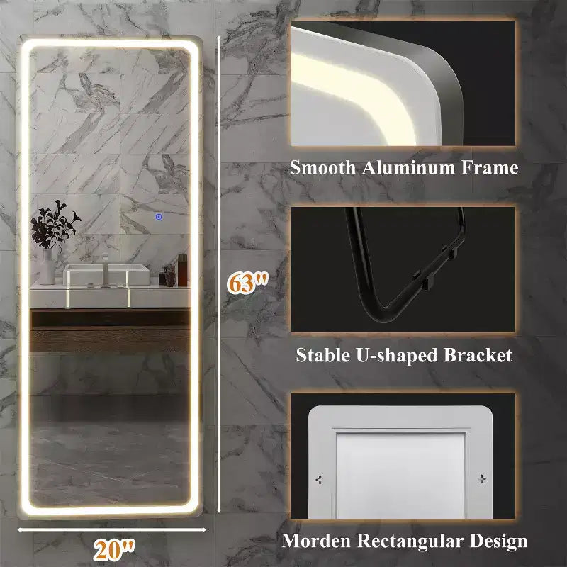 Dovelina LED Rectangle Full Length Mirror Standing Mirror
