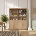 Karl Home Bookshelf 5 Tier Book Shelf Rattan Tall Bookcase with Doors Storage