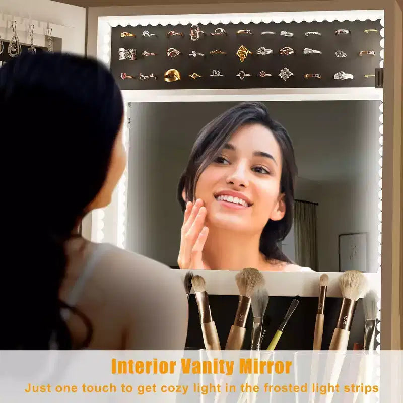 66 Full Length Mirror Jewelry Cabinet with LED Lights