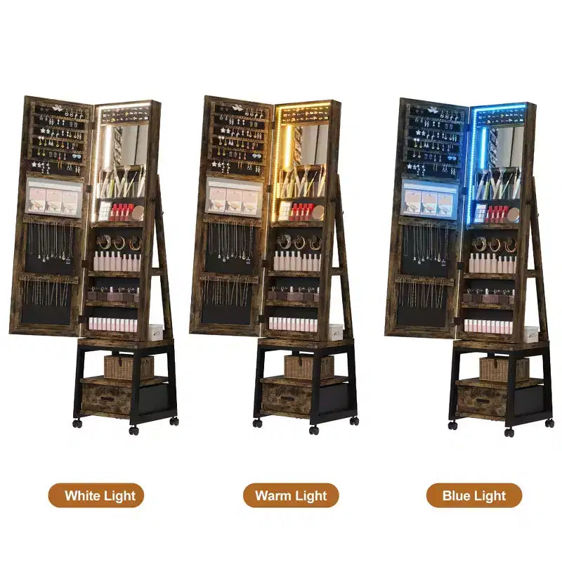 66 Full Length Mirror Jewelry Cabinet with LED Lights