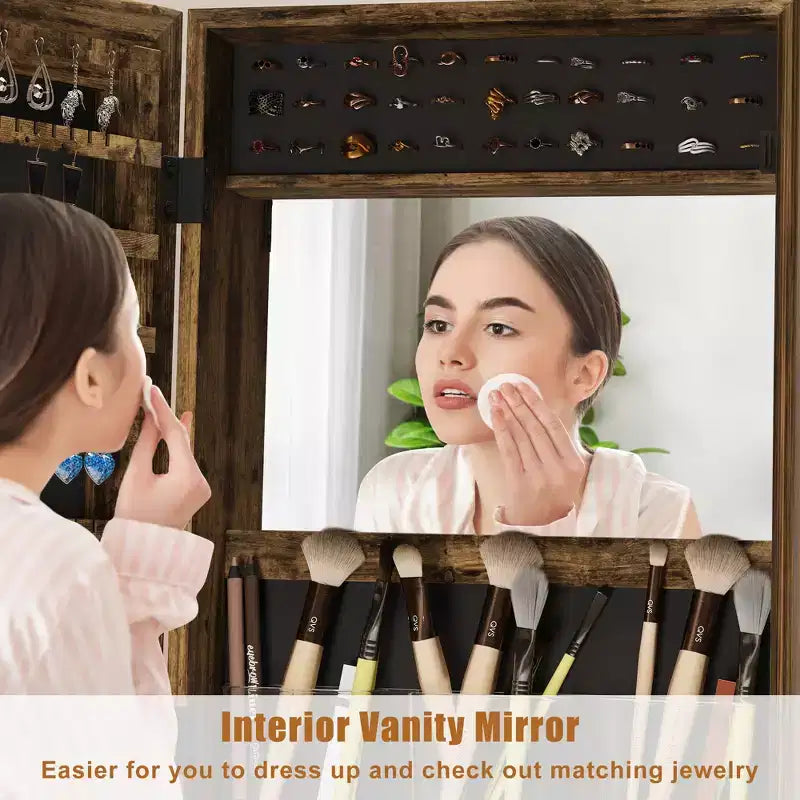 66 Full Length Mirror Jewelry Cabinet with LED Lights