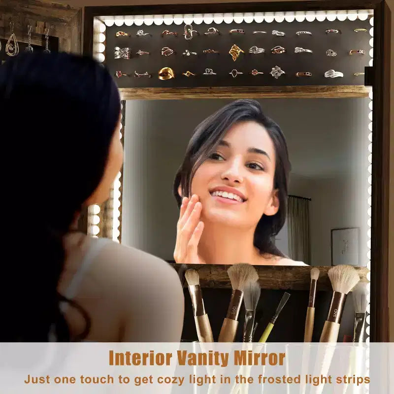 66 Full Length Mirror Jewelry Cabinet with LED Lights