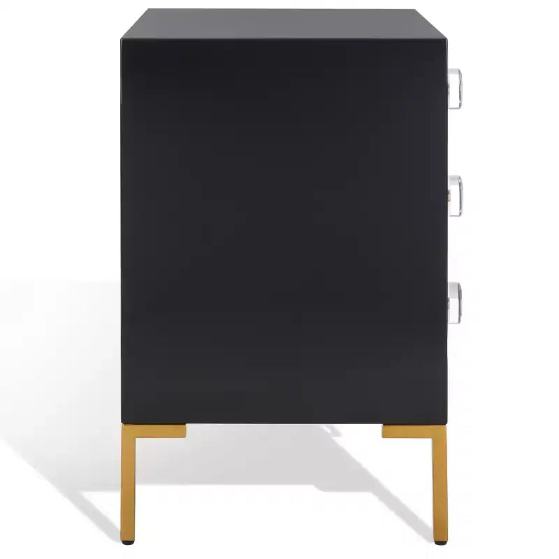 Lucian 3-Drawer Nightstand - SFV3559 - Black/Brass - Safavieh Couture