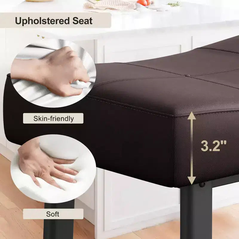 Counter Height Bar Stools Set of 2/4, 24 Inch Barstools for Kitchen Island Counter, Bonded Leather Stools with 2.4 Thick Saddle Seats