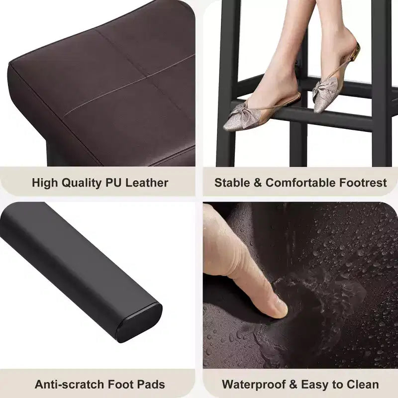 Counter Height Bar Stools Set of 2/4, 24 Inch Barstools for Kitchen Island Counter, Bonded Leather Stools with 2.4 Thick Saddle Seats