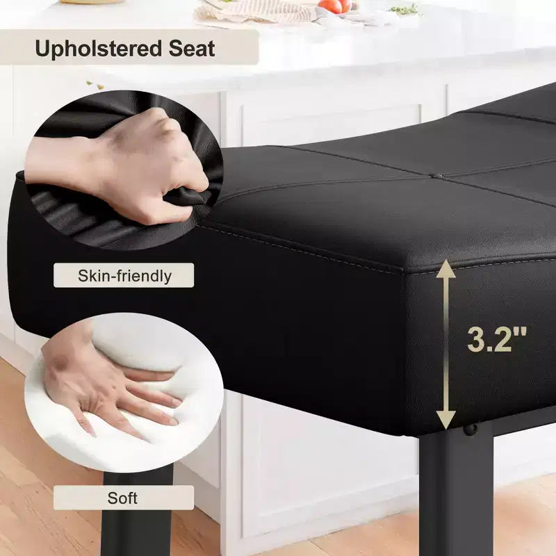 Counter Height Bar Stools Set of 2/4, 24 Inch Barstools for Kitchen Island Counter, Bonded Leather Stools with 2.4 Thick Saddle Seats