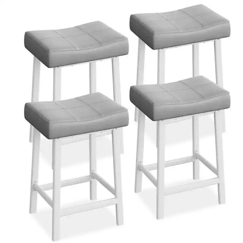 Counter Height Bar Stools Set of 2/4, 24 Inch Barstools for Kitchen Island Counter, Bonded Leather Stools with 2.4 Thick Saddle Seats
