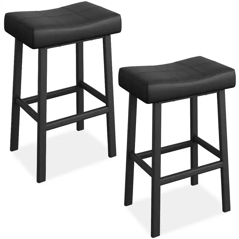 Counter Height Bar Stools Set of 2/4, 24 Inch Barstools for Kitchen Island Counter, Bonded Leather Stools with 2.4 Thick Saddle Seats