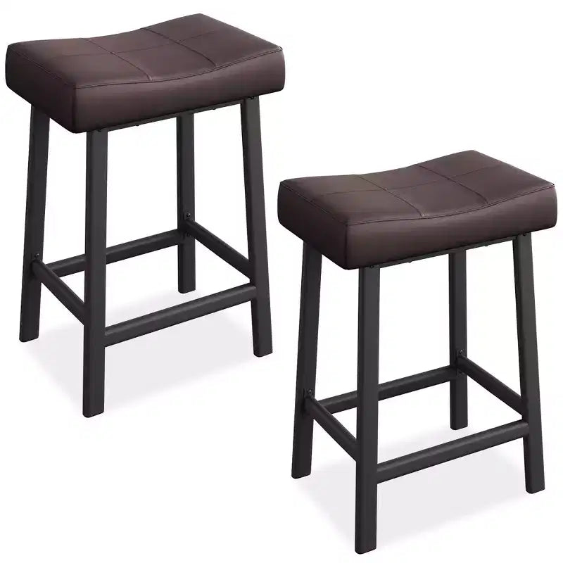 Counter Height Bar Stools Set of 2/4, 24 Inch Barstools for Kitchen Island Counter, Bonded Leather Stools with 2.4 Thick Saddle Seats