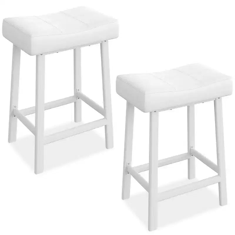Counter Height Bar Stools Set of 2/4, 24 Inch Barstools for Kitchen Island Counter, Bonded Leather Stools with 2.4 Thick Saddle Seats