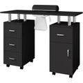 Manicure Table with Electric Dust Collector,42 Nail Table Beauty Salon Station with Lockable Wheels, Arm Rest,4 Storage Drawers,Resistant Top