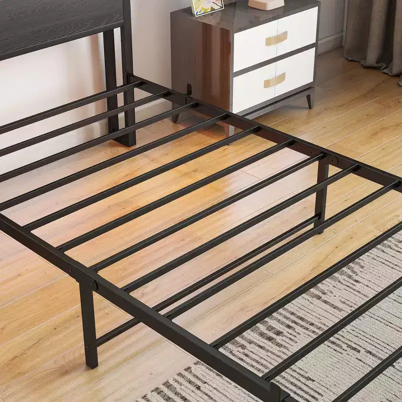 Bellemave Twin Metal Bed Frame with Storage Headboard, RGB LED Lights, Charging Station, Bookcase Storage, No Box Spring