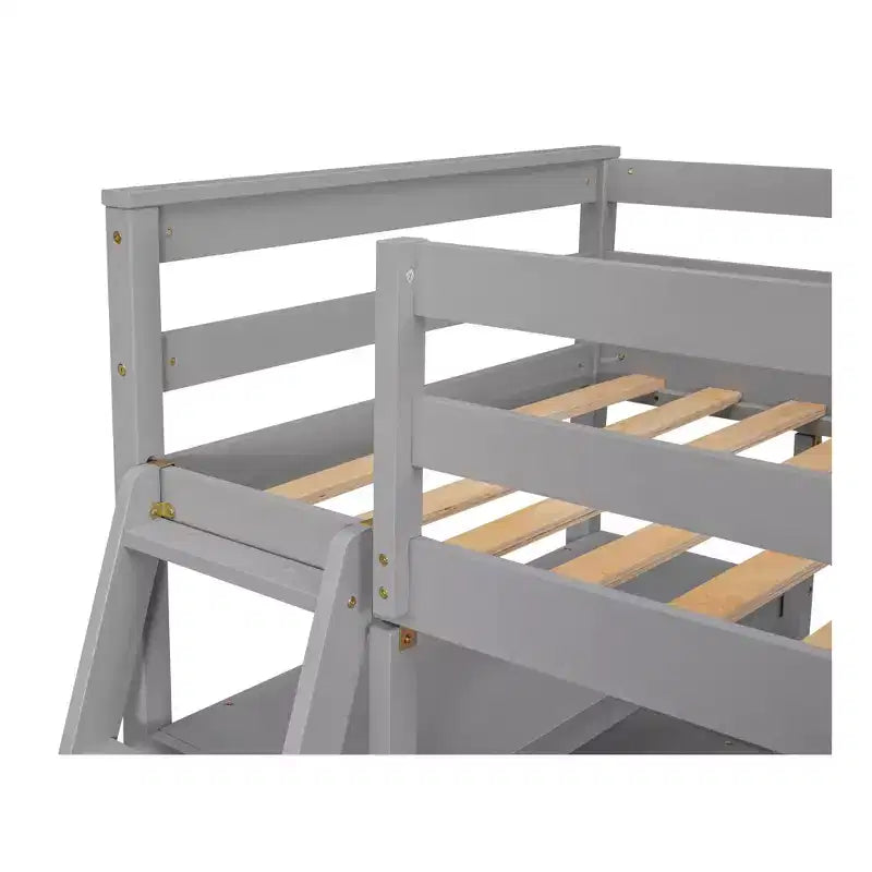 GDFStudio Garcia Wood Loft Bed with Desk and Shelves, Two Built-in Drawers