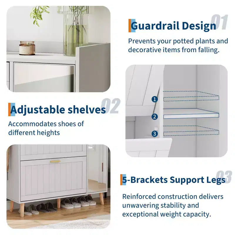 Cabinet, Adjustable Shelf Storage Organiser for Hallway, Bedroom, Living Room