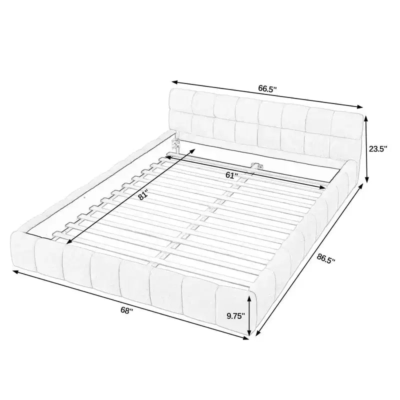 MAYEERTY Queen Size Upholstered Bed Frame with Headboard Solid Frame Chenille Fabric Dark Gray