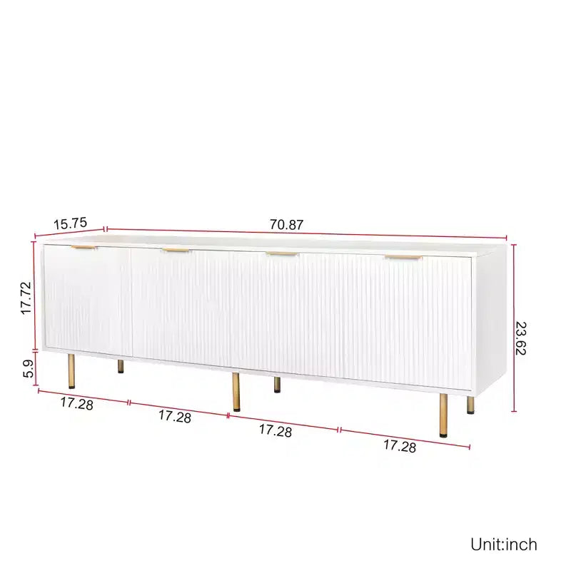 JVNOXK 70.86-inch Modern Warm White TV Stand, fits 80-inch TVs, four drawers for convenient storage, suitable for living rooms and bedrooms