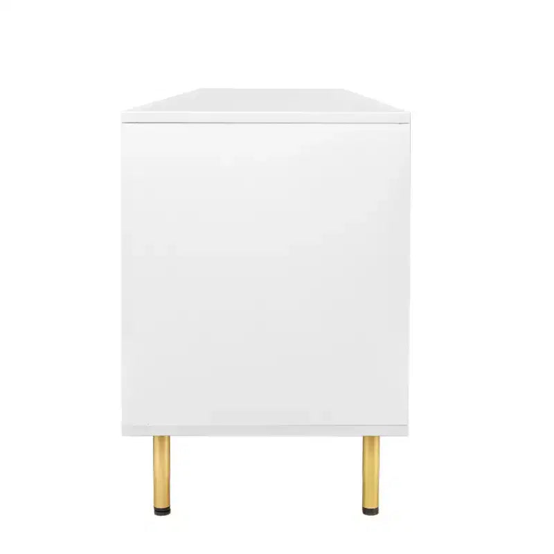 JVNOXK 70.86-inch Modern Warm White TV Stand, fits 80-inch TVs, four drawers for convenient storage, suitable for living rooms and bedrooms