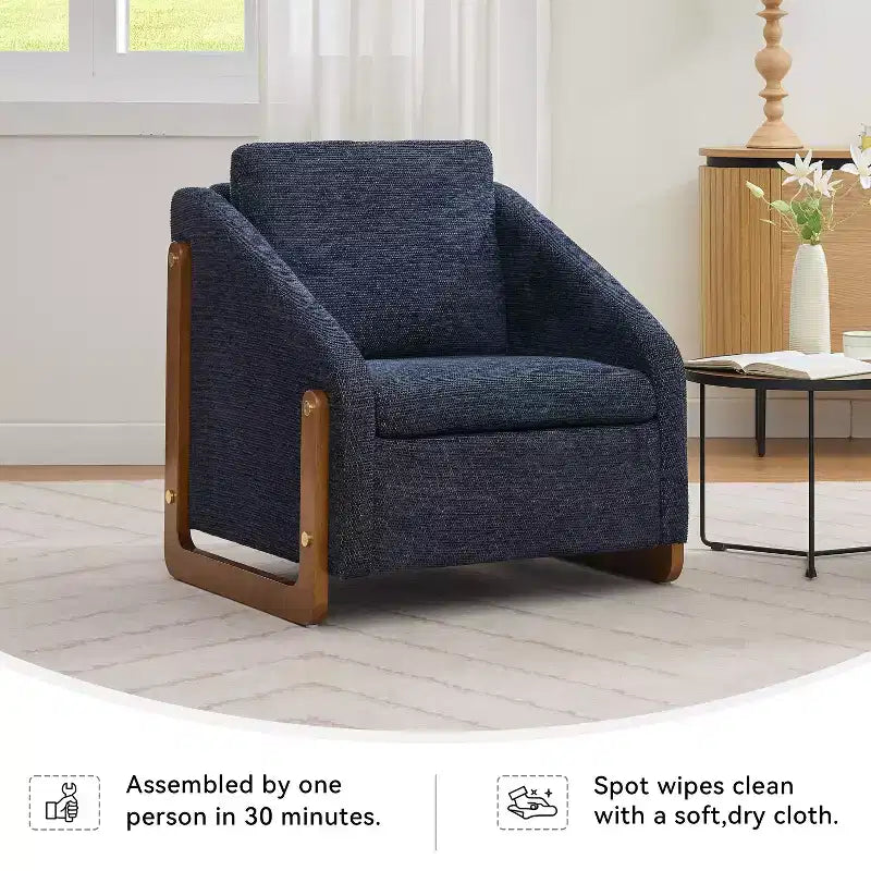 TUYOHW Modern Accent Chair with Chenille Cushioned Seat & Backrest Single Sofa with Wooden Side Frame Accent Chairs for Living Room, Bedroom