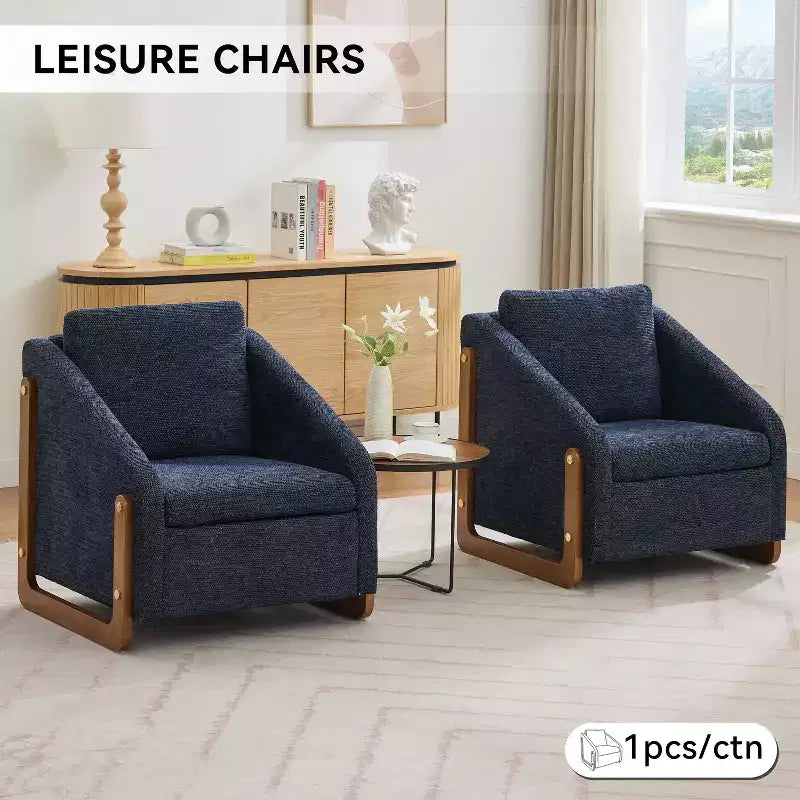 TUYOHW Modern Accent Chair with Chenille Cushioned Seat & Backrest Single Sofa with Wooden Side Frame Accent Chairs for Living Room, Bedroom