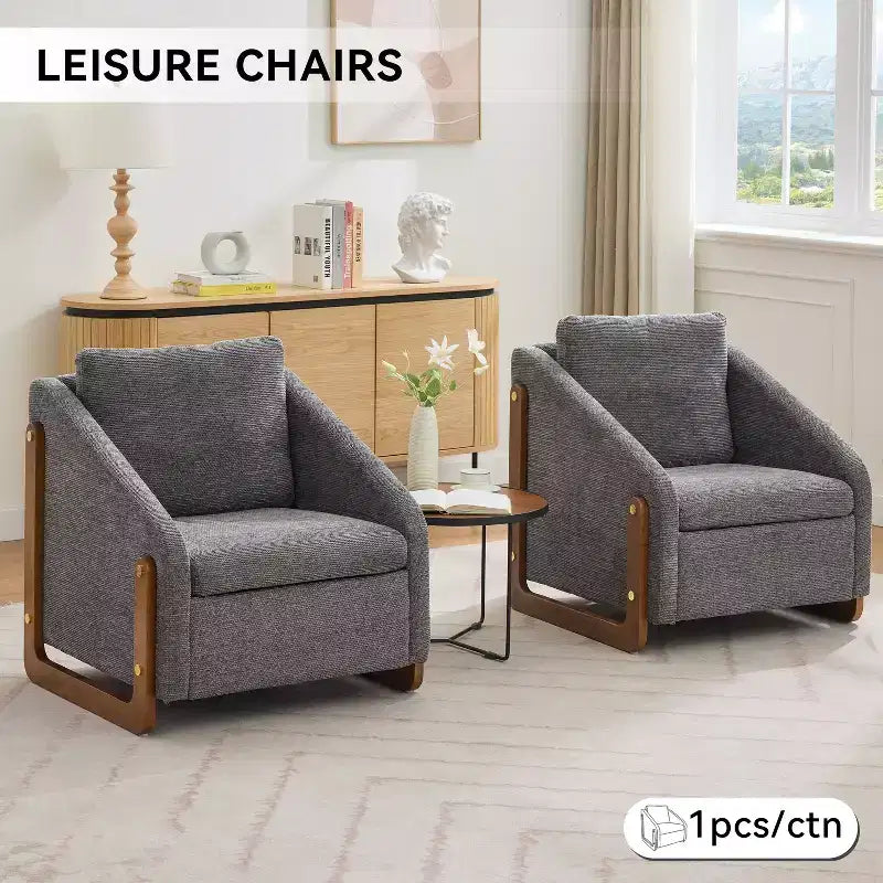 TUYOHW Modern Accent Chair with Chenille Cushioned Seat & Backrest Single Sofa with Wooden Side Frame Accent Chairs for Living Room, Bedroom