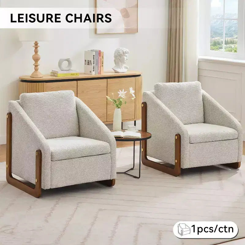 TUYOHW Modern Accent Chair with Chenille Cushioned Seat & Backrest Single Sofa with Wooden Side Frame Accent Chairs for Living Room, Bedroom