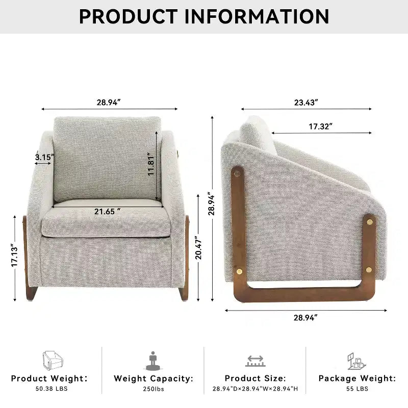TUYOHW Modern Accent Chair with Chenille Cushioned Seat & Backrest Single Sofa with Wooden Side Frame Accent Chairs for Living Room, Bedroom