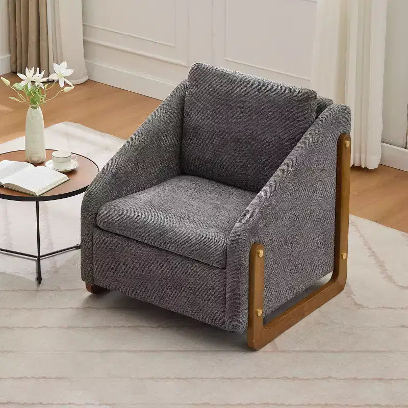 TUYOHW Modern Accent Chair with Chenille Cushioned Seat & Backrest Single Sofa with Wooden Side Frame Accent Chairs for Living Room, Bedroom