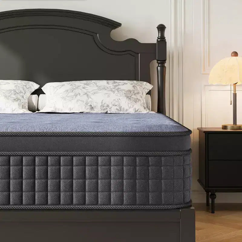 Sailvan Mattress in a Box, 12 inch Mattress Cooling Gel Infused Memory Foam and Pocket Spring Hybrid Mattress with Medium Firm, Gray