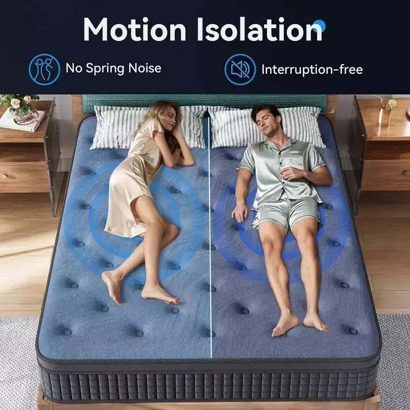 Sailvan Mattress in a Box, 12 inch Mattress Cooling Gel Infused Memory Foam and Pocket Spring Hybrid Mattress with Medium Firm, Gray