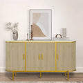 Sideboard Buffet Cabinet with Storage, Fluted Console Cabinet with Faux Marble Top, Mid Century Cabinets for Kitchen, Living Room, Entryway