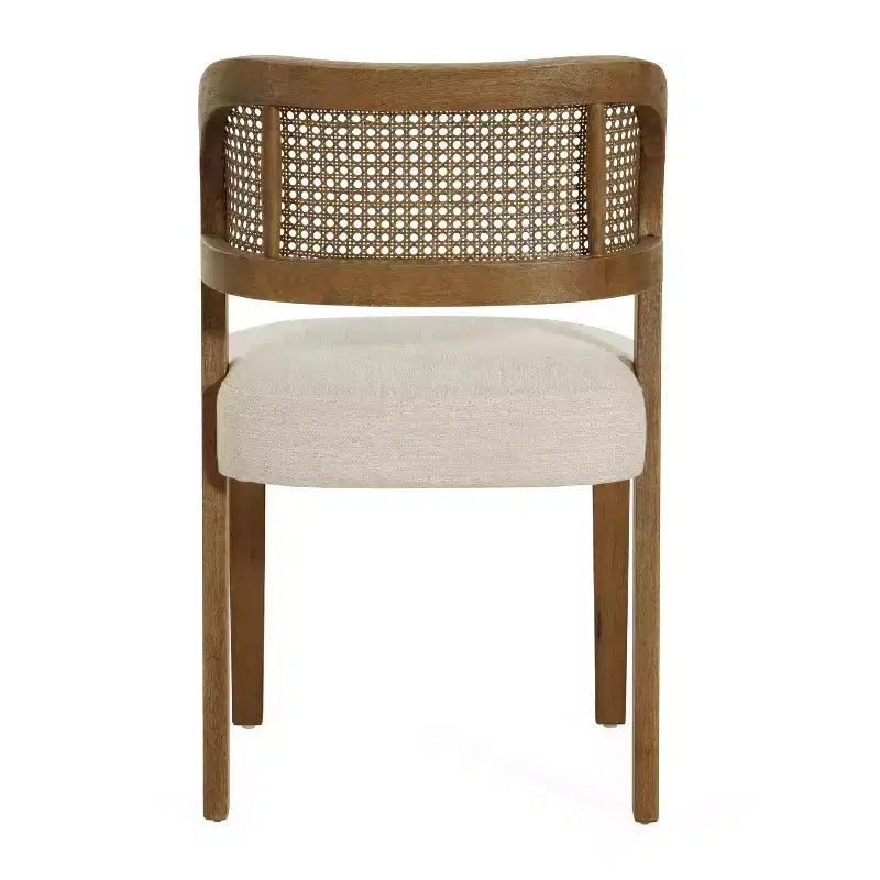 Christopher Knight Home Meera Farmhouse Rubberwood Upholstered Dining Chairs with Curved Natural Rattan Cane Back (Set of 2)