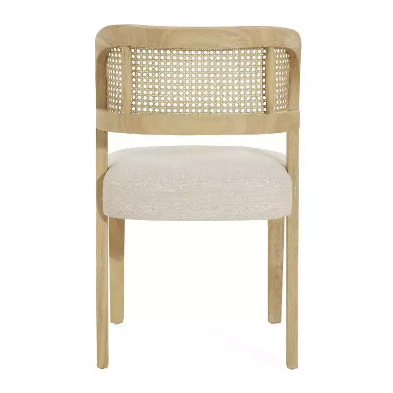 Christopher Knight Home Meera Farmhouse Rubberwood Upholstered Dining Chairs with Curved Natural Rattan Cane Back (Set of 2)