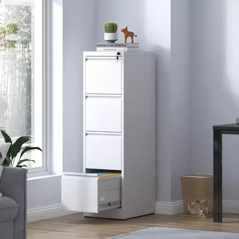 4 Drawer Metal Vertical File Cabinet with Lock Office Home Steel Vertical File Cabinet