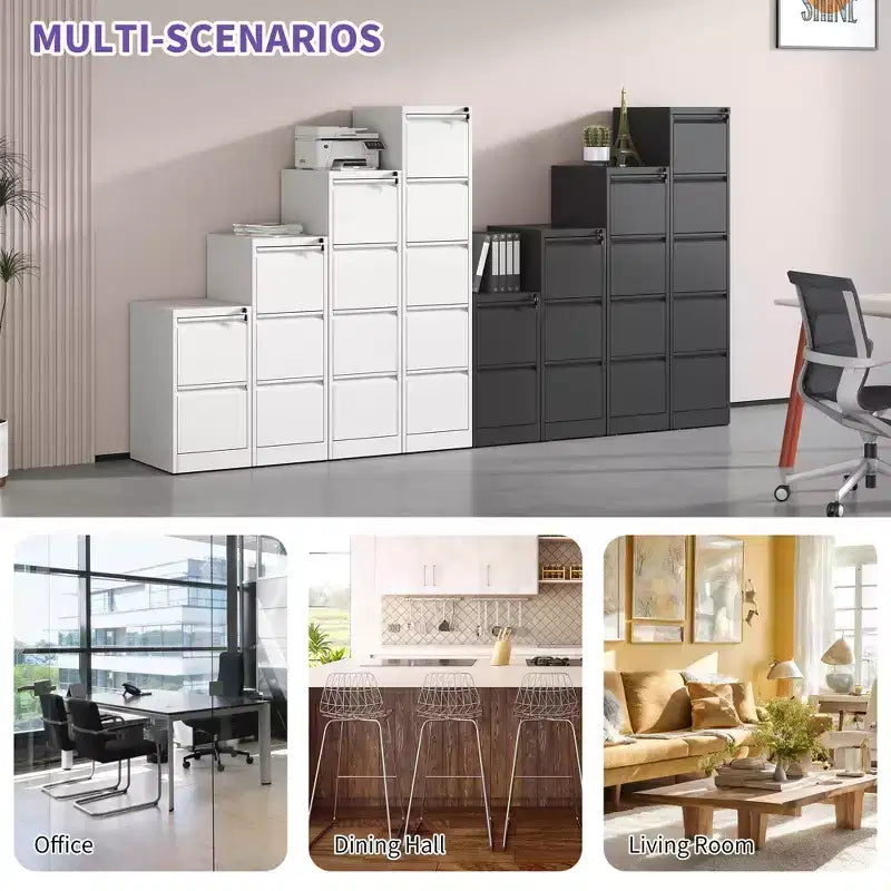 4 Drawer Metal Vertical File Cabinet with Lock Office Home Steel Vertical File Cabinet