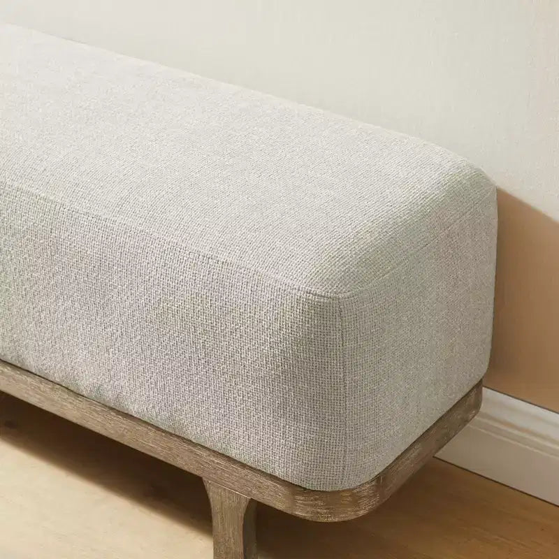 Art Leon End of Bed Bench, Modern Fabric Upholstered Bench, Entryway Bench Ottoman with Rubber Wood Legs for Bedroom Living Room Hallway
