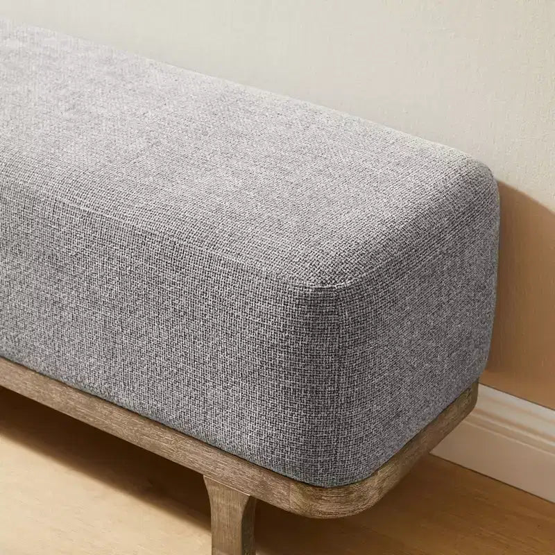 Art Leon End of Bed Bench, Modern Fabric Upholstered Bench, Entryway Bench Ottoman with Rubber Wood Legs for Bedroom Living Room Hallway
