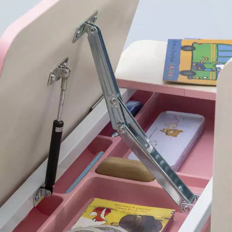 Height Adjustable Kids Study Desk with Tilt Desktop Drawer and Shelf Pink