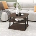 GOLDFAN 3-Tier Square Coffee Table with Storage Modern Living Room Deep Oak/Black