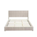 King Size Solid Wood Platform Bed Frame with Headboard, No Box Spring Needed and Easy Assembly, Beige