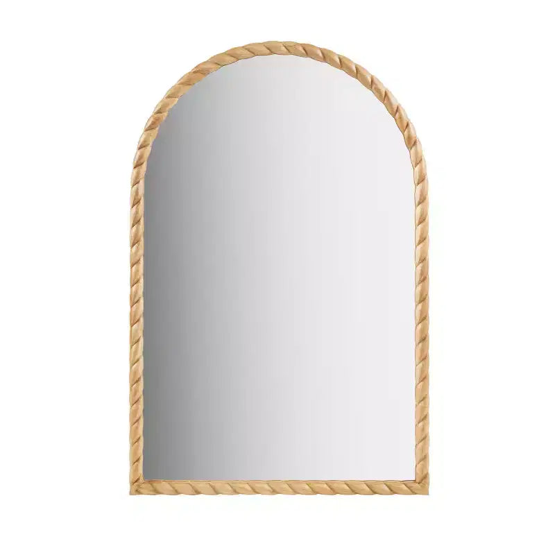 24 x 36 Arched Wall Decorative Mirror with Elegantly Braided Rubberwood Frame, Modern Accent for Bedroom, Bathroom, Living Room-Panipeachy