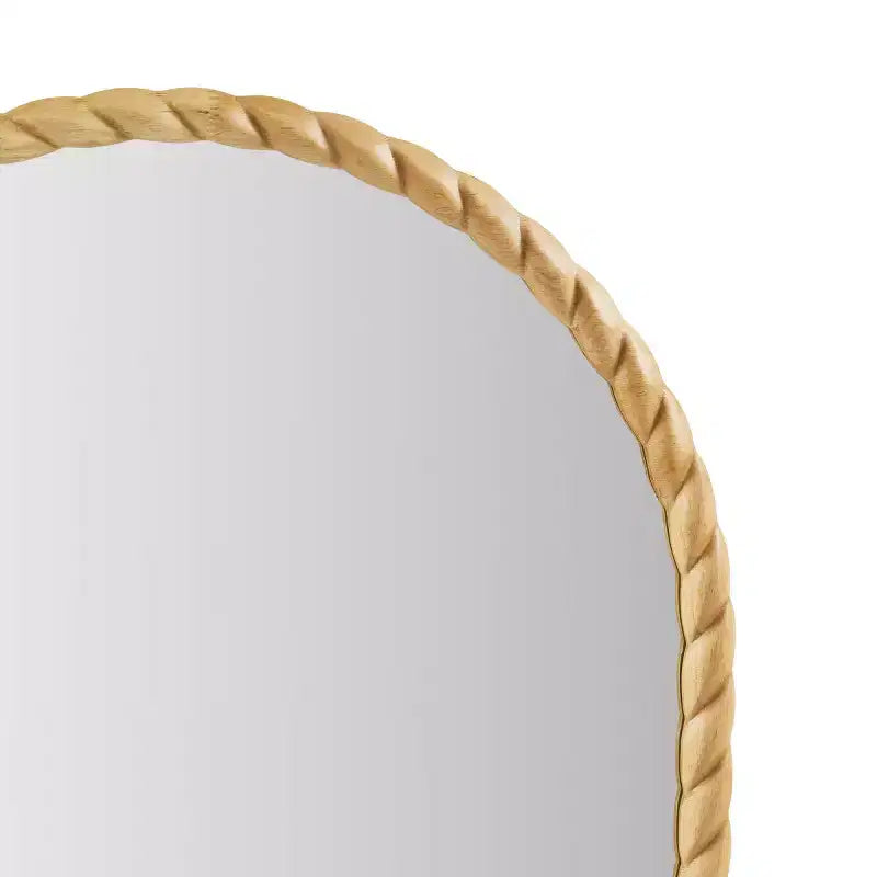 24 x 36 Arched Wall Decorative Mirror with Elegantly Braided Rubberwood Frame, Modern Accent for Bedroom, Bathroom, Living Room-Panipeachy