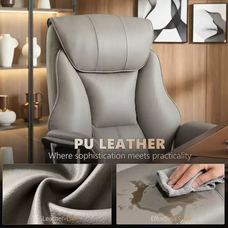 Massage Office Chair with 6 Points Vibration, Overstuffed Reclining Desk Chair with High Back, PU Leather, Adjustable Height, Swivel Wheels