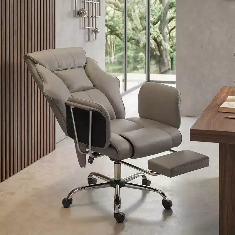 Massage Office Chair with 6 Points Vibration, Overstuffed Reclining Desk Chair with High Back, PU Leather, Adjustable Height, Swivel Wheels