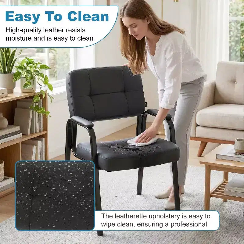 BestMassage Leather Guest Chair, 250 lbs Capacity, Easy-Clean Reception Chair for Office, Waiting Room & Home