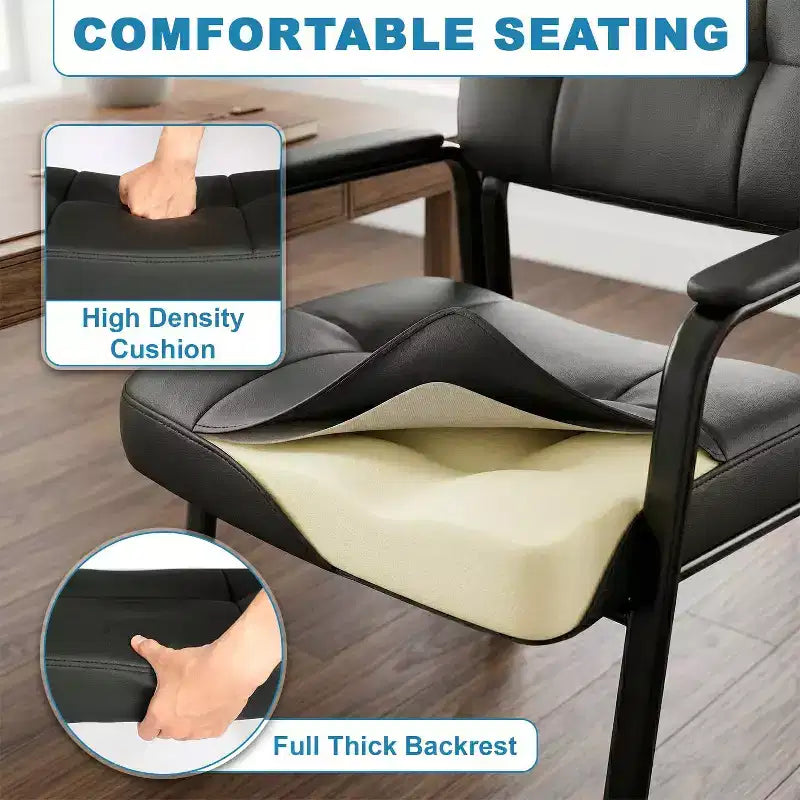 BestMassage Leather Guest Chair, 250 lbs Capacity, Easy-Clean Reception Chair for Office, Waiting Room & Home
