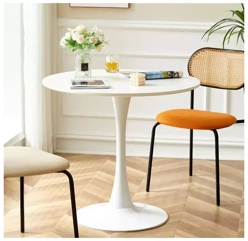 Fun little toys brand White Round Table, Modern Dining Table, MDF Top and Steel Base Tulip Round Kitchen Table, Mid Century Coffee Table